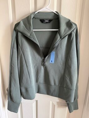 Midweight Half-Zip Bomber Jacket in Sage Green by Universal Thread